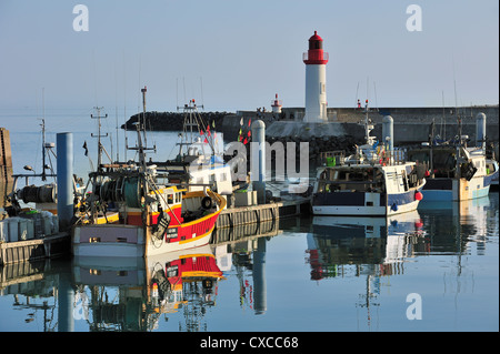 Fischerboote im Hafen von La Cotinière auf der Insel Ile d'Oléron, Charente-Maritime, Poitou-Charentes, Frankreich Stockfoto