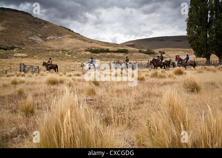 Reiten, Patagonien, Argentinien. Stockfoto