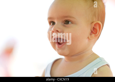 Sechste Reittiere alte Baby Boy Porträt Stockfoto