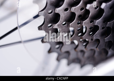 Nahaufnahme Detail von einem Fahrrad hinteren Zahnrad Freilauf Stockfoto