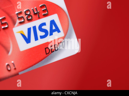 Nahaufnahme Detail einer Visa Debit-Logo Stockfoto