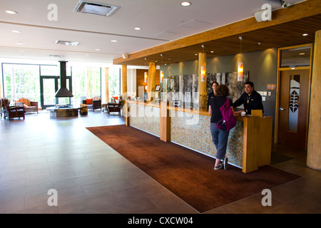 Hotel-Musee Premieren Nationen, Wendat (Huron) Gemeinschaft von Wendake, in der Nähe von Quebec Stadt, Quebec, Kanada Stockfoto