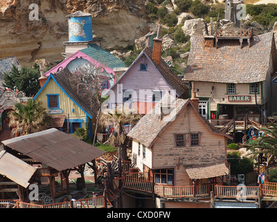 Häuser in Popeye Village Stockfoto