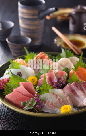 Acht verschiedene Sashimi Stockfoto