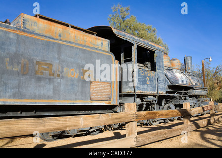 Lokomotive in Furnace Creek Museum, Death Valley Nationalpark, Kalifornien, Vereinigte Staaten von Amerika, Nordamerika Stockfoto