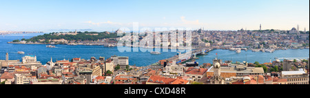Istanbul-Blick vom Galata-Turm, Goldenes Horn, Türkei Stockfoto