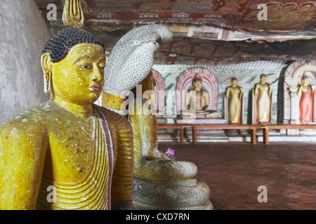 Buddha-Statuen in Höhle 2 der Höhlentempel, UNESCO-Weltkulturerbe, Dambulla, North Central Province, Sri Lanka, Asien Stockfoto