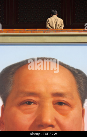 Peking, Porträt von Mao Zedong auf dem Tiananmen-Tor Stockfoto