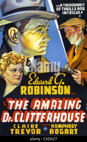 DIE ERSTAUNLICHE DR. CLITTERHOUSE Plakat für 1938 film Warner Bros mit Edward G. Robinson und Humphrey Bogart Stockfoto