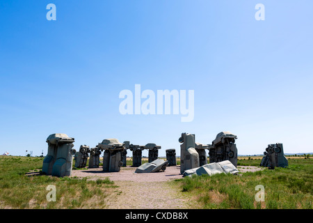 Carhenge, ein Kunstwerk, hergestellt aus alten verschrotteten Autos, Allianz, Nebraska, USA Stockfoto