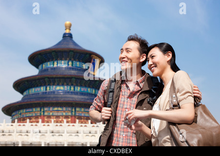 Junges Paar im Himmelstempel in Peking, China Reisen Stockfoto