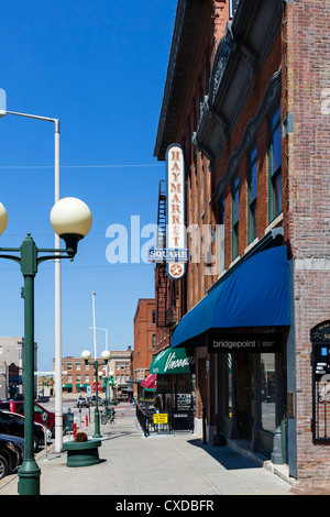 Historische Gebäude auf P-Straße im Stadtteil Haymarket, Lincoln, Nebraska, USA Stockfoto