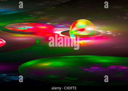 Computer generierte Planeten Sphären abstrakte Fraktal Flamme psychedelisch. Stockfoto