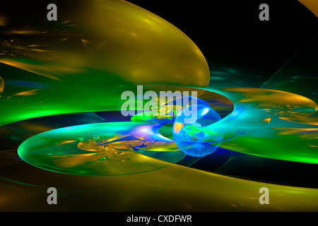 Computer generierte Planeten Sphären abstrakte Fraktal Flamme psychedelische Kunst. Stockfoto