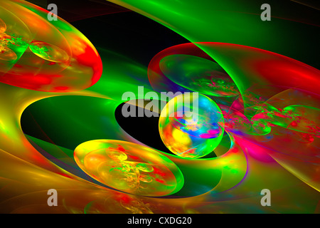 Computer generierte Planeten Sphären abstrakte Fraktal Flamme psychedelische Kunst. Stockfoto