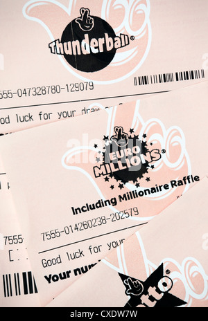 nationale Lotterie Euro Millionen ticket England uk Stockfoto