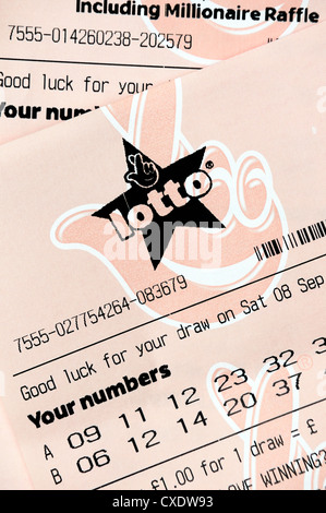 nationale Lotterie Lotto ticket England uk Stockfoto