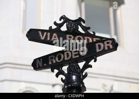 Straßenschild, Rodeo Drive, Beverly Hills, Los Angeles, Kalifornien, USA Stockfoto