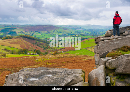 Higger Tor in Richtung Hathersage, Peak District National Park, Derbyshire, England Stockfoto