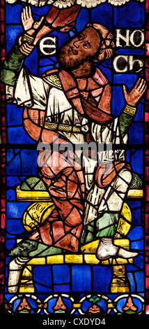 Mittelalterliche Glasmalereien von Enoch, Genealogie oder Vorfahren Christi, Süd-Fenster, die Kathedrale von Canterbury, Canterbury, Kent Stockfoto