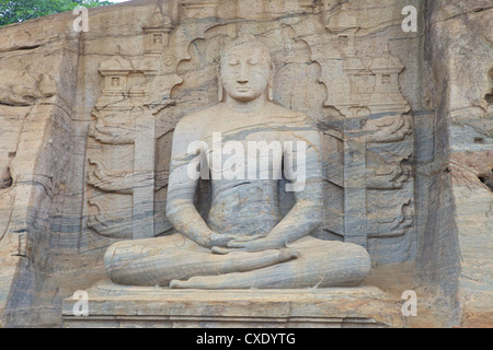 Buddha in Meditation, Gal Vihara Felsentempel, Polonnaruwa, Sri Lanka, Asien Stockfoto