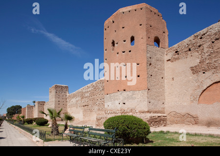 Mauern des alten und Medina, Marrakesch, Marokko, Nordafrika, Afrika Stockfoto