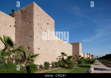 Mauern des alten und Medina, Marrakesch, Marokko, Nordafrika, Afrika Stockfoto