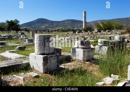 Ireon Ausgrabungsstätte mit Säulen der Tempel der Hera, Ireon, Samos, Ägäische Inseln, Griechenland