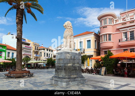 Lion Square, Samos Stadt Samos, Ägäische Inseln, Griechenland Stockfoto