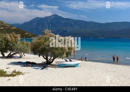 Strand Blick, Psili Ammos, Samos, Ägäische Inseln, Griechenland Stockfoto