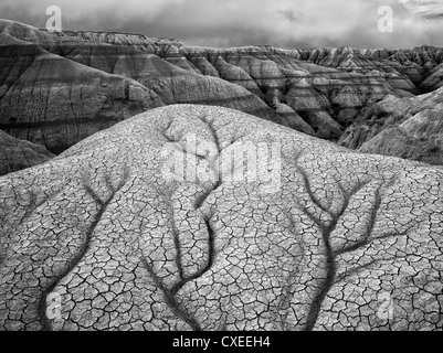 Erodiert und gebrochene Gestein und Schlamm Formationen. Badlands Nationalpark. South Dakota Formationen. Stockfoto