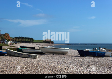 Budleigh Salterton Strand, Blick nach Osten Stockfoto