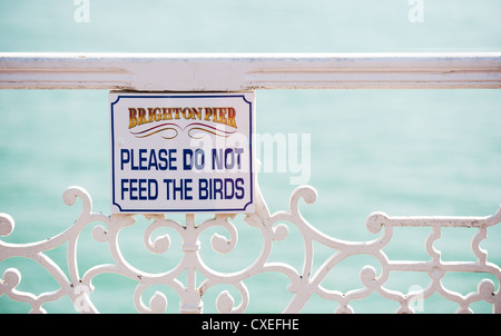 Ein Warnschild am Pier von Brighton Stockfoto