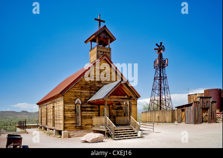 Christliche Kirche des neuen Testaments. Goldfield Ghost Town, Arizona. Stockfoto