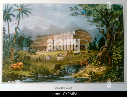 Lithographie von Noahs Arche-inspiriert von einem Gemälde von Napoleon Sarony Stockfoto