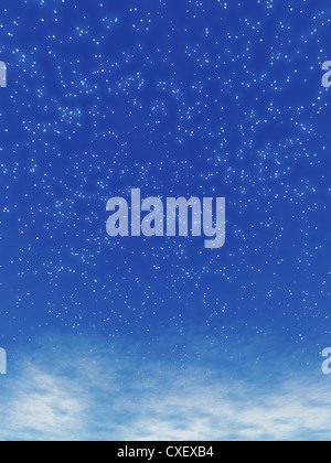 Abbildung der abstrakten Hintergrund ähnlich wie einen blauen Himmel mit Sternen und weißen Wolken. Stockfoto