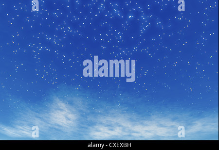 Abbildung der abstrakten Hintergrund ähnlich wie einen blauen Himmel mit Sternen und weißen Wolken. Stockfoto