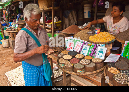 Heilpflanzen und Samen zum Verkauf auf dem GROßMARKT in BAGO - MYANMAR Stockfoto