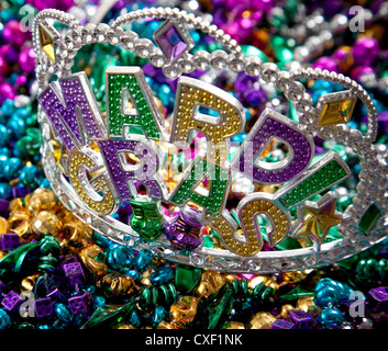 Faschingsdienstag Tiera auf einem Hintergrund von bunten Perlen Stockfoto