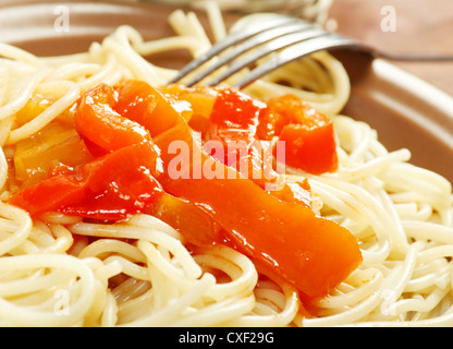 Spaghetti hautnah Stockfoto