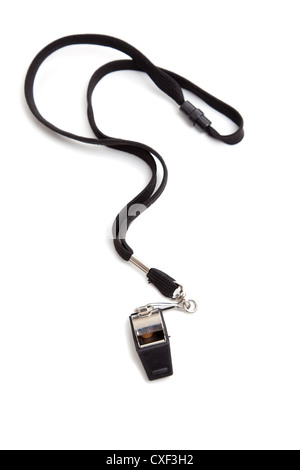 Pfeifen Sie auf weißem Hintergrund Stockfoto