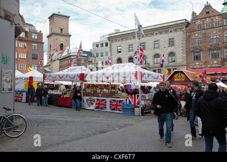Das beste von britischen marketing British Foods wie Chutney und Käse auf Gammeltorv auf die Fußgänger Straße lebhafte in Kopenhagen Stockfoto