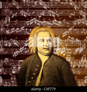 Johann Sebastian Bach, 1685-1750 deutscher Komponist und Orgel und Klaviervirtuose des Barock, Stockfoto