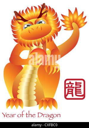 Chinese New Year des Tierkreises Drachen mit chinesischen Drachen Text Illustration Stockfoto