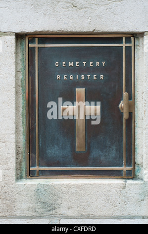 Der Friedhof registrieren auf St Symphorien Militärfriedhof, Belgien. Stockfoto