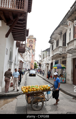Straßenszene in Cartagena de Indias, Kolumbien. Stockfoto