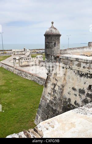 Befestigte Stadtmauer, Cartagena de Indias, Kolumbien. Stockfoto