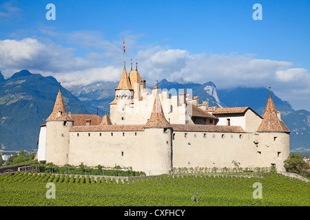 Berühmtes Schloss Chateau d ' Aigle im Kanton Waadt, Schweiz Stockfoto