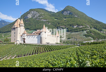 Berühmtes Schloss Chateau d ' Aigle im Kanton Waadt, Schweiz Stockfoto
