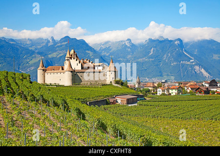 Berühmtes Schloss Chateau d ' Aigle im Kanton Waadt, Schweiz Stockfoto